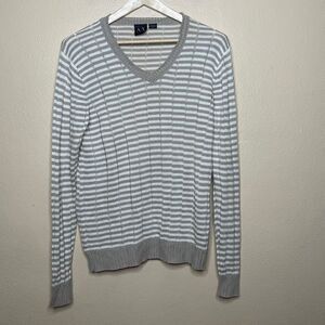 Armani Exchange Sweater Mens Medium Striped V neck Cotton Bland Casual